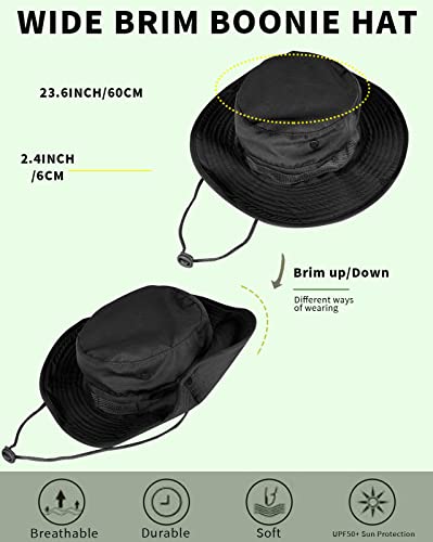 Sun Hats for Men Women Bucket Hat UPF 50+ Boonie Hat Foldable UV Protection Hiking Beach Fishing Summer Safari(1pack-Khaki)