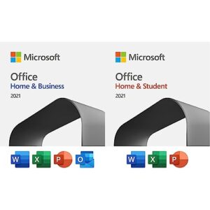 microsoft office home & student 2021 + home & business 2021 | word, excel, powerpoint, outlook | one-time purchase for 1 pc or mac | instant download