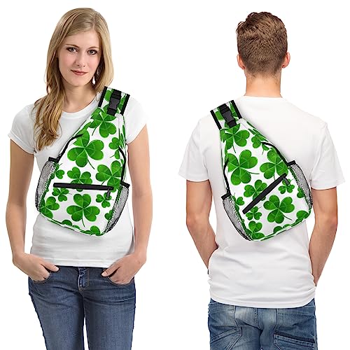 St Patrick Day Clover Sling Backpack St. Patrick's Day Crossbody Bag Hiking Backpack Casual Daypack