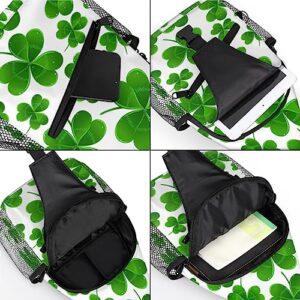 St Patrick Day Clover Sling Backpack St. Patrick's Day Crossbody Bag Hiking Backpack Casual Daypack