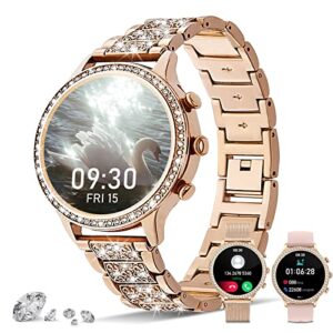 jenyng smart watches for women (answer/make call) for android ios phones 1.32" hd full touch screen fitness tracker heart rate sleep monitoring ai voice control pedometer