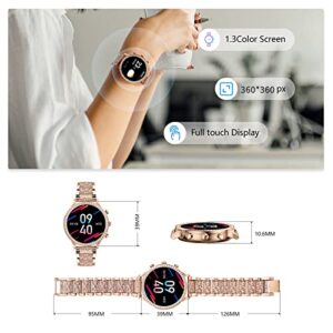 JENYNG Smart Watches for Women (Answer/Make Call) for Android iOS Phones 1.32" HD Full Touch Screen Fitness Tracker Heart Rate Sleep Monitoring AI Voice Control Pedometer
