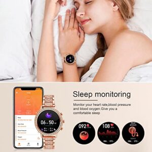 JENYNG Smart Watches for Women (Answer/Make Call) for Android iOS Phones 1.32" HD Full Touch Screen Fitness Tracker Heart Rate Sleep Monitoring AI Voice Control Pedometer