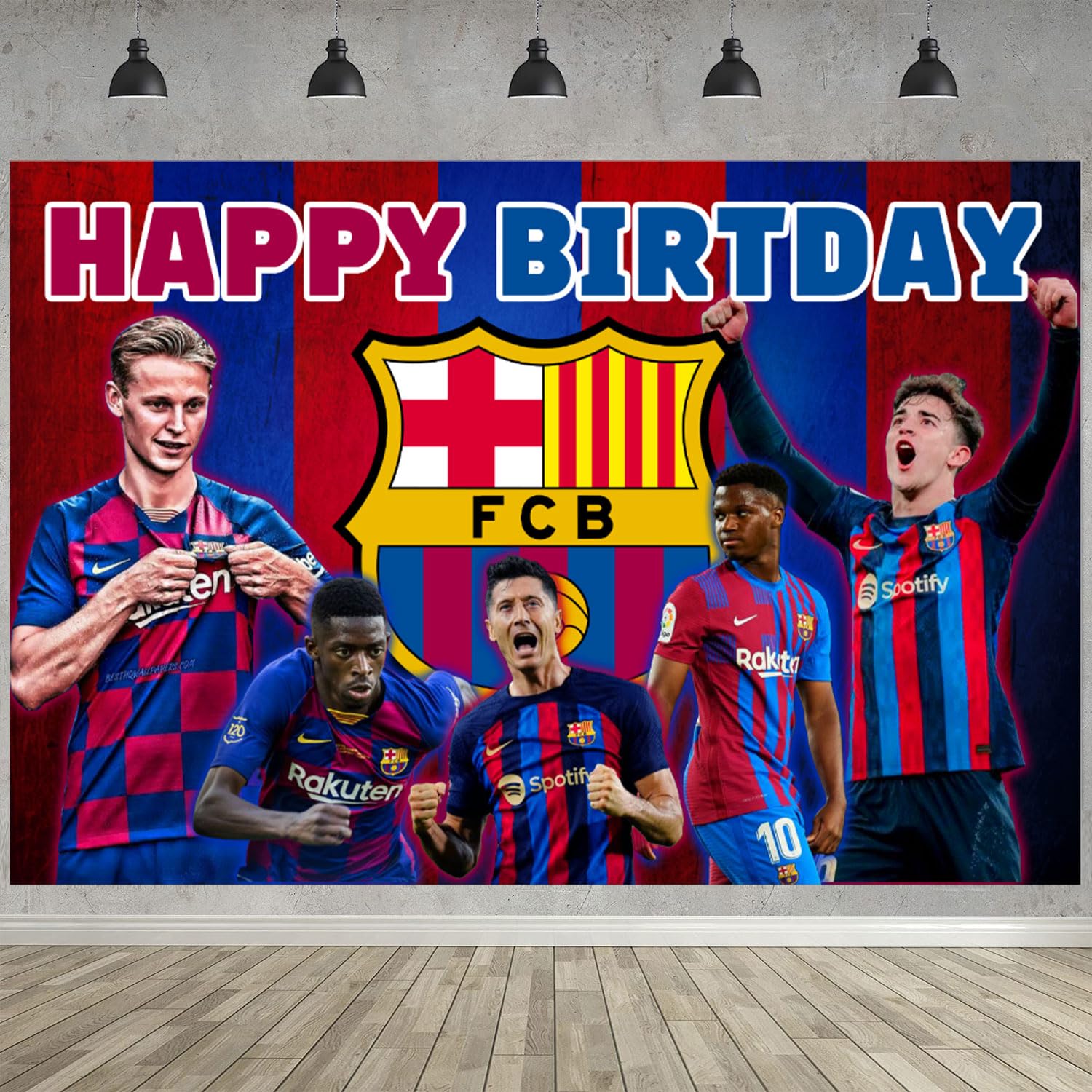Barcelona Birthday Party Decoration,Soccer Party Photo Background 5 x 3 FT and 18 Pcs Balloon,Football Merch Party Backdrop Supplies