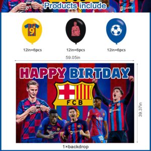 Barcelona Birthday Party Decoration,Soccer Party Photo Background 5 x 3 FT and 18 Pcs Balloon,Football Merch Party Backdrop Supplies