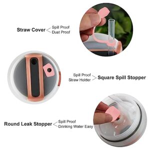 Silicone Spill Proof Stopper Set and Protective Boot for Stanley H2.0 40oz 30oz Tumbler,2 Tumbler Silicone Boot, 2 Straw Cover Cap, 4 Leak Sproof Stopper,Stanley Cup Accessories (pink)