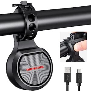 upgraded in 2023-electric bike horn with 4 unique ring tones- adjustable 80-130db, usb rechargeable, waterproof bicycle accessories for adults and kids - mountain bike bells whistle