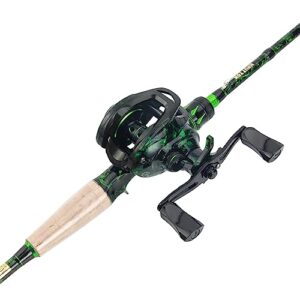 yklp fishing rod and baitcasting reel combos, baitcaster fishing reels with 18+1bb stainless steel ball bearings,magnetic braking system for fishing saltwater freshwater