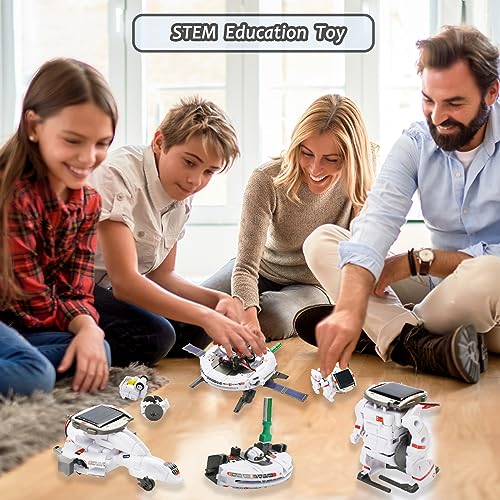 6-in-1 STEM Solar Robot Kit, Solar Robot Space Toys Building Science Kits, Educatoinal Learning Science Building Toys DIY Educational Science Kits Gift for Kids Ages 8-12(White)