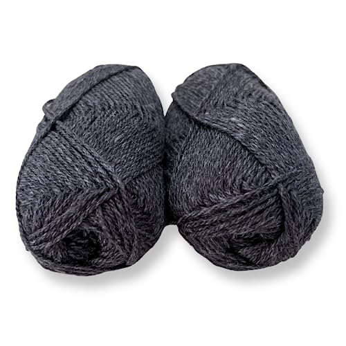 Marvel DK Weight Yarn | Set of 2 50 Gram Skeins | 80% Merino Wool, 20% Tussah Silk Yarn Blend | 240 Yards in Total | Knitting, Crocheting & Weaving (Black Rock)