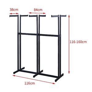 SXFYWYM Floor-Standing Metal Garment Rack, Clothes Shelves Heavy Duty Black 6 Way Rack, Adjustable Lifting Retail Clothing Rack Hanging Clothes Racks, Rack for Hanging Clothes Retail Display