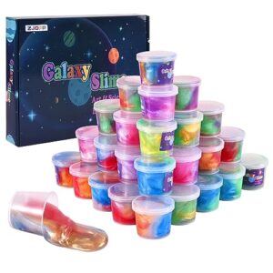 kids party favors galaxy slime kit, 30 pack bulk rich colorful putty toy, stress and anxiety relief sludge, christmas stocking stuffers for girls and boys