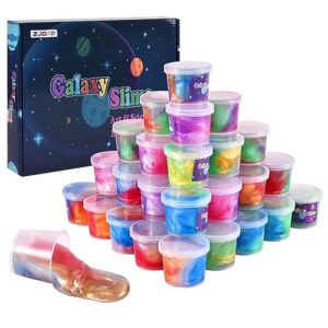 Kids Party Favors Galaxy Slime Kit, 30 Pack Bulk Rich Colorful Putty Toy, Stress and Anxiety Relief Sludge, Christmas Stocking Stuffers for Girls and Boys