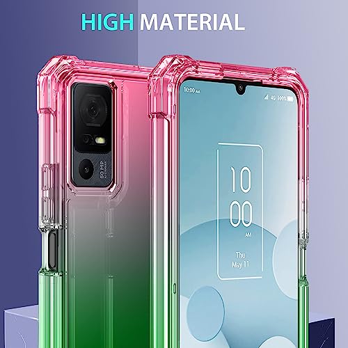 Zeking Case for TCL 40 XL/40T T608DL Case with Privacy Screen Protector, 2 Layer Structure Protection, Shockproof Corner Armor Bumper Phone Cover for TCL 40XL/40T T608DL 6.75" 2023(Pink-Green)