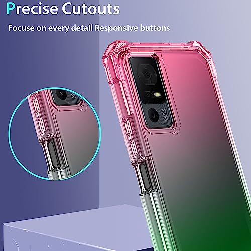 Zeking Case for TCL 40 XL/40T T608DL Case with Privacy Screen Protector, 2 Layer Structure Protection, Shockproof Corner Armor Bumper Phone Cover for TCL 40XL/40T T608DL 6.75" 2023(Pink-Green)