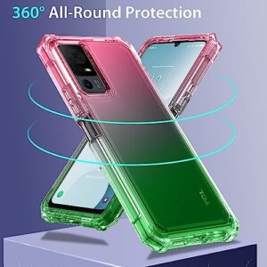 Zeking Case for TCL 40 XL/40T T608DL Case with Privacy Screen Protector, 2 Layer Structure Protection, Shockproof Corner Armor Bumper Phone Cover for TCL 40XL/40T T608DL 6.75" 2023(Pink-Green)