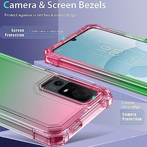 Zeking Case for TCL 40 XL/40T T608DL Case with Privacy Screen Protector, 2 Layer Structure Protection, Shockproof Corner Armor Bumper Phone Cover for TCL 40XL/40T T608DL 6.75" 2023(Pink-Green)