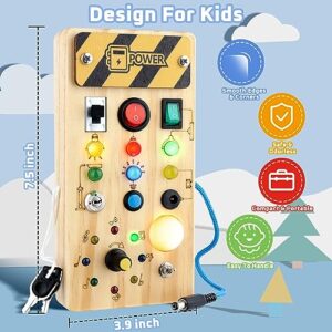 Sumsoltic Busy Board with LED Light,Montessori Toys for 1 2 3 Year Old,Baby Sensory Toy,Preschool Learning Activities,Toddler Toys,Christmas&Birthday Gift for Toddler Boy&Girl