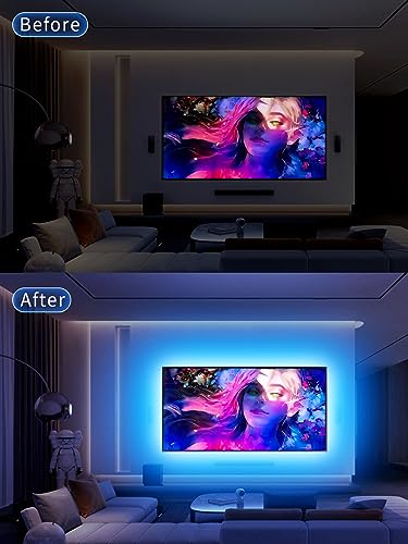 GIPOYENT TV LED Lights, 13.1ft TV LED Lights for 40-65 Inch, LED TV Behind with Bluetooth Function - RGB Color Changing Light Strip for Home Theater