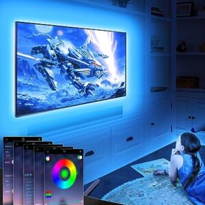 GIPOYENT TV LED Lights, 13.1ft TV LED Lights for 40-65 Inch, LED TV Behind with Bluetooth Function - RGB Color Changing Light Strip for Home Theater