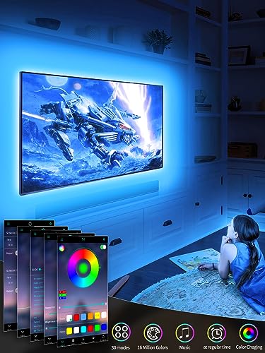 GIPOYENT TV LED Lights, 13.1ft TV LED Lights for 40-65 Inch, LED TV Behind with Bluetooth Function - RGB Color Changing Light Strip for Home Theater