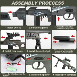 Automatic Sniper Rifle Toy Gun with Scope for Soft Guns Darts with 2 Magazines, Foam Blaster with 100 EVA Soft Bullets, Realistic Electric Machine Gun for Boy 8-12 Age, Birthday Gift for Kid and Adult