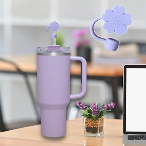 4PCS 10mm Flower Straw Covers Compatible with Stanley 30&40 Oz Tumbler, Flower Cute Shape Straw Toppers Reusable Straw Protectors Cap for 10mm Straws