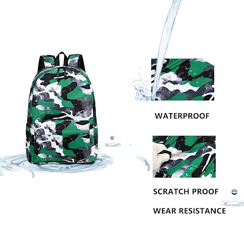 Lmwzh Backpack For Boys Girls Elementary Waterproof teen School Bags Kids Bookbag Lightweight Camo Green 2PC