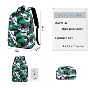 Lmwzh Backpack For Boys Girls Elementary Waterproof teen School Bags Kids Bookbag Lightweight Camo Green 2PC