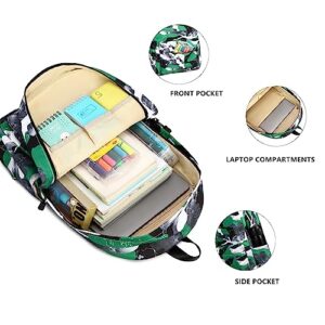 Lmwzh Backpack For Boys Girls Elementary Waterproof teen School Bags Kids Bookbag Lightweight Camo Green 2PC