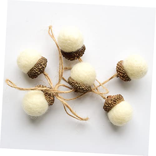 BESTOYARD 24pcs Felt Pine Cones Christmas Decor Mini Craft Balls Acorn Mantel Hanging Acorns Christmas Pinecone Felt Balls White Xmas Decor Props Christmas Hanging Ornaments Small Ball Props