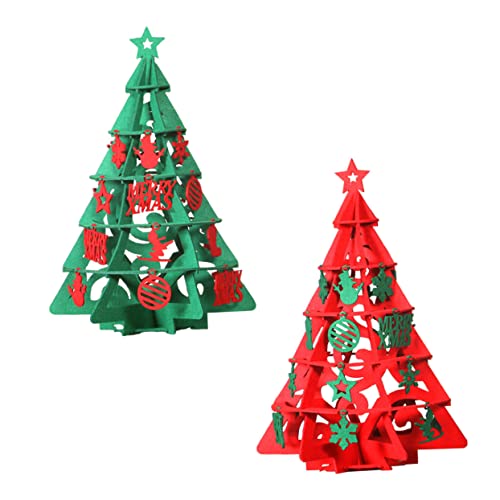 BESTOYARD 2Pcs Christmas Tree Holiday Party Decoration Table Small Xmas Tree Christmas Table centerpieces Artificial Snow Pine Tree Miniature Pine Tree Xmas Pine Tree Ornaments Delicate Felt