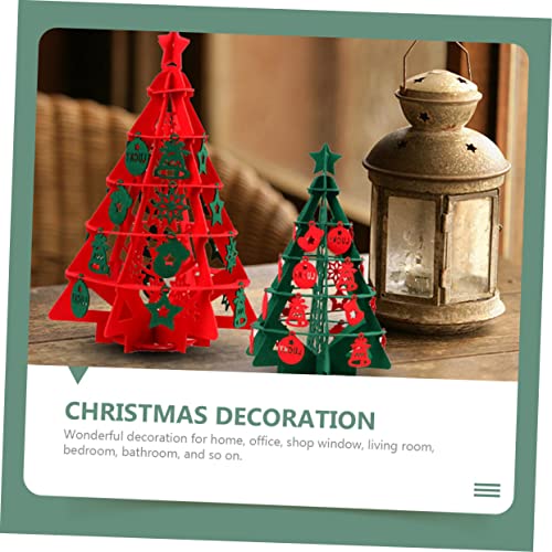 BESTOYARD 2Pcs Christmas Tree Holiday Party Decoration Table Small Xmas Tree Christmas Table centerpieces Artificial Snow Pine Tree Miniature Pine Tree Xmas Pine Tree Ornaments Delicate Felt