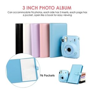 96 Pockets 3 Inch Mini Photo Album for Fujifilm Instax Mini 12/11/9/8/7s/25/70/90 Instant Camera Film, Wallet Album PU Cardcase Bank Card Holder Book (White)