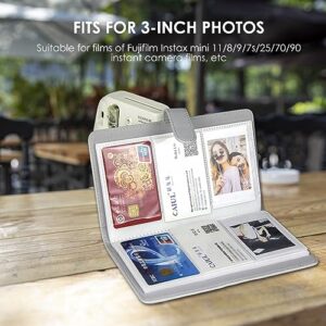 96 Pockets 3 Inch Mini Photo Album for Fujifilm Instax Mini 12/11/9/8/7s/25/70/90 Instant Camera Film, Wallet Album PU Cardcase Bank Card Holder Book (White)