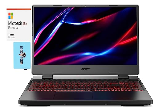 acer Nitro 5-AN515 Gaming & Entertainment Laptop (AMD Ryzen 7 6800H 8-Core, 64GB DDR5 4800MHz RAM, 1TB PCIe SSD, GeForce RTX 3070 Ti, 15.6" Win 11 Home) with MS 365 Personal, Dockztorm Hub