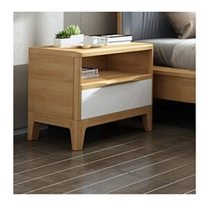 flyife nightstand locker bedside table bedside drawers solid wood end table, 2-tier end table side table with drawer, storage organizer and open shelf nightstand bedside cabinet/wood color