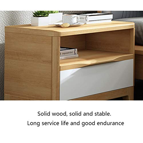 FLYIFE Nightstand Locker Bedside Table Bedside Drawers Solid Wood End Table, 2-Tier End Table Side Table with Drawer, Storage Organizer and Open Shelf Nightstand Bedside Cabinet/Wood Color