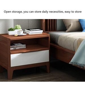 FLYIFE Nightstand Locker Bedside Table Bedside Drawers Solid Wood End Table, 2-Tier End Table Side Table with Drawer, Storage Organizer and Open Shelf Nightstand Bedside Cabinet/Wood Color