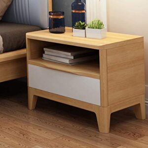 FLYIFE Nightstand Locker Bedside Table Bedside Drawers Solid Wood End Table, 2-Tier End Table Side Table with Drawer, Storage Organizer and Open Shelf Nightstand Bedside Cabinet/Wood Color