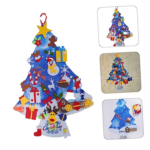 SAFIGLE 1 Set DIY Christmas Tree Artificial Christmas Tree Hand Decor DIY Crafts Christmas Felt Sticker New Year Felt Game Wall Xmas Tree Ornament Children DIY Felt Xmas Tree Felt Crafts