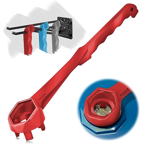 Bung Wrench, 3-in-1 Drum Wrench Upgraded, Aluminum Barrel Opener Tool for Opening 10 15 20 30 55 Gallon Drum, Fits 2" and 3/4" Bung Cap Red