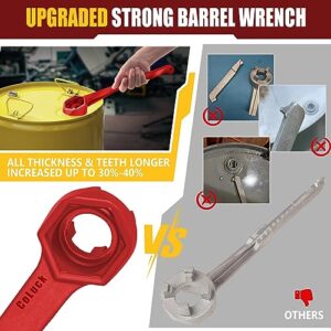 Bung Wrench, 3-in-1 Drum Wrench Upgraded, Aluminum Barrel Opener Tool for Opening 10 15 20 30 55 Gallon Drum, Fits 2" and 3/4" Bung Cap Red