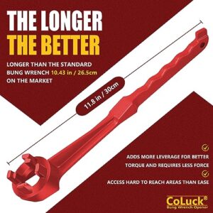 Bung Wrench, 3-in-1 Drum Wrench Upgraded, Aluminum Barrel Opener Tool for Opening 10 15 20 30 55 Gallon Drum, Fits 2" and 3/4" Bung Cap Red