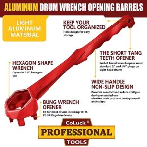 Bung Wrench, 3-in-1 Drum Wrench Upgraded, Aluminum Barrel Opener Tool for Opening 10 15 20 30 55 Gallon Drum, Fits 2" and 3/4" Bung Cap Red