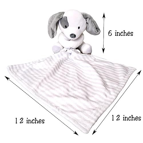 SONA G DESIGNS Personalized Baby Lovey Puppy Dog Security Blanket (White Puppy with Embroidered Name)