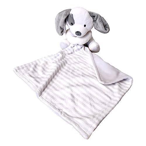 SONA G DESIGNS Personalized Baby Lovey Puppy Dog Security Blanket (White Puppy with Embroidered Name)