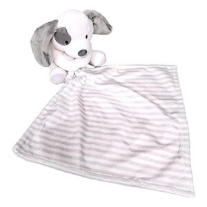 SONA G DESIGNS Personalized Baby Lovey Puppy Dog Security Blanket (White Puppy with Embroidered Name)