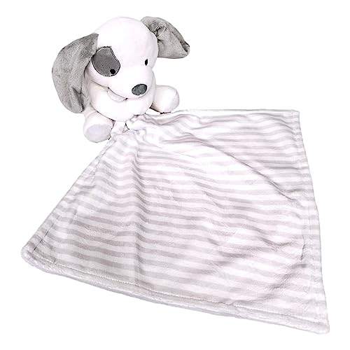 SONA G DESIGNS Personalized Baby Lovey Puppy Dog Security Blanket (White Puppy with Embroidered Name)