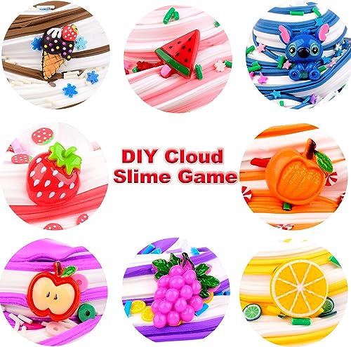 Slime Kit - 8 Pack Butter Slime Kit, DIY Fluffy Slime for Girls and Boys, Stress Relief Toy with Cute Slime Fun Charms, Birthday Gifts for Kids Girls Boys